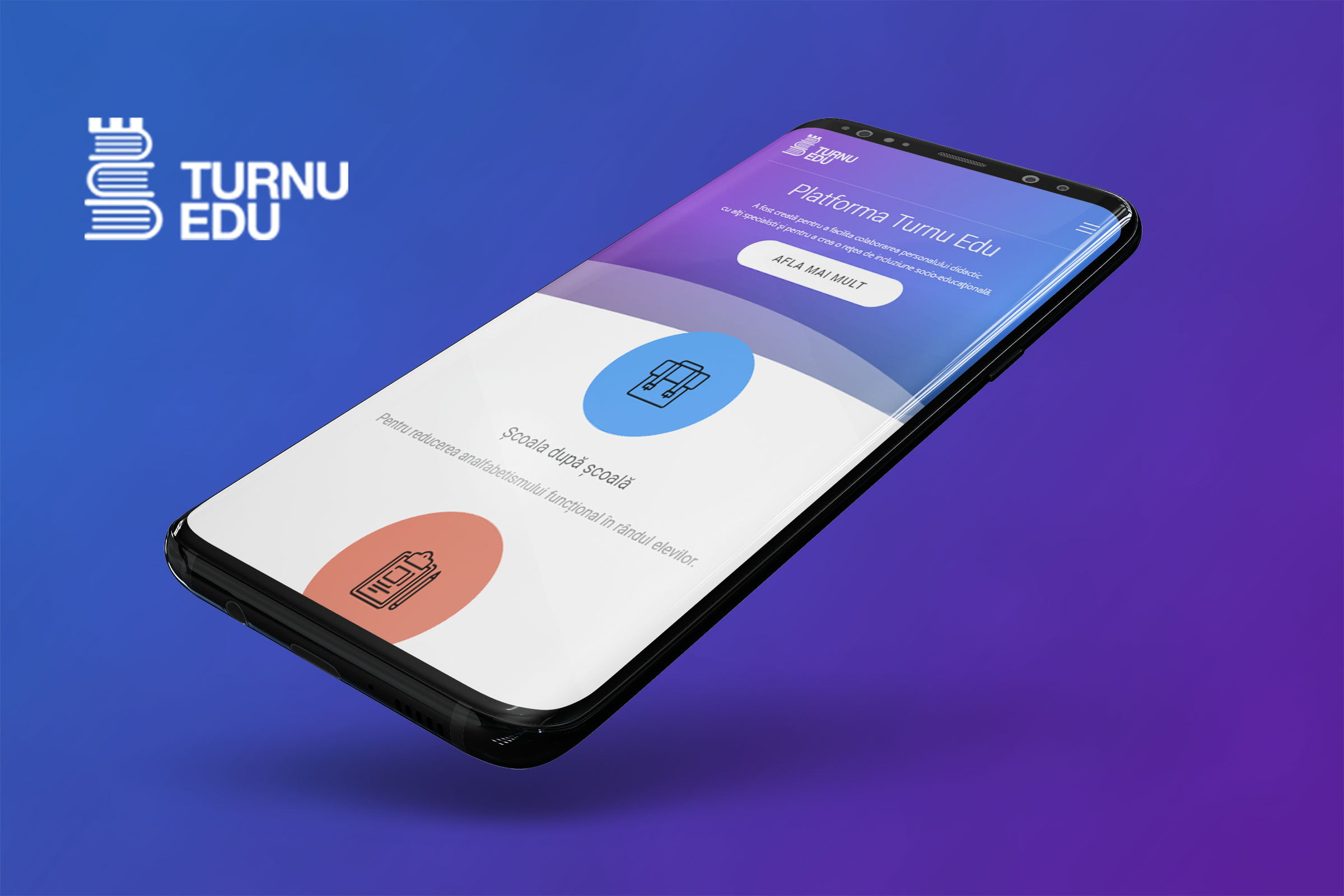 Logo, web design and app development for Turnu Edu - communication platform for teachers in Turnu Măgurele